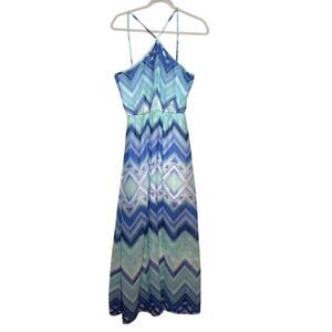 Crystal Doll Blue Chevron Maxi Dress NWT Juniors 7 – Boho Resort Wear